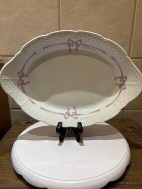 Birks Canada Oval Serving Platter/Bowl Ribbon and Bow Fine Bonemian China Belfor